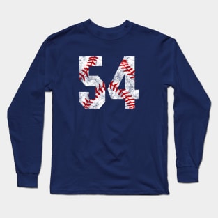 Vintage #54 Baseball Laces Baseball Mom Jersey Love Baseball Long Sleeve T-Shirt